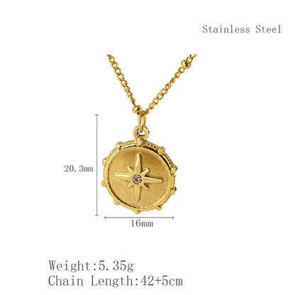 Wholesale Jewelry Simple Style Classic Style Sun 304 Stainless Steel 18K Gold Plated Plating Pendant Necklace