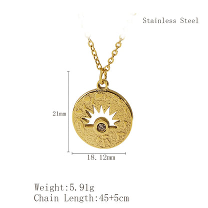 Wholesale Jewelry Simple Style Classic Style Sun 304 Stainless Steel 18K Gold Plated Plating Pendant Necklace