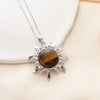 Wholesale Jewelry Simple Style Classic Style Sun Alloy Natural Stone Silver Plated Plating Inlay Pendant Necklace