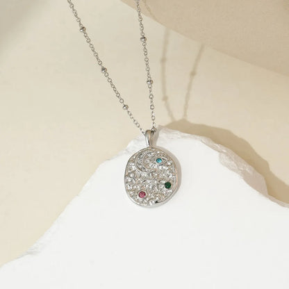 Wholesale Jewelry Simple Style Classic Style Sun Moon Eye 304 Stainless Steel Rhinestones 14K Gold Plated Plating Diamond Pendant Necklace