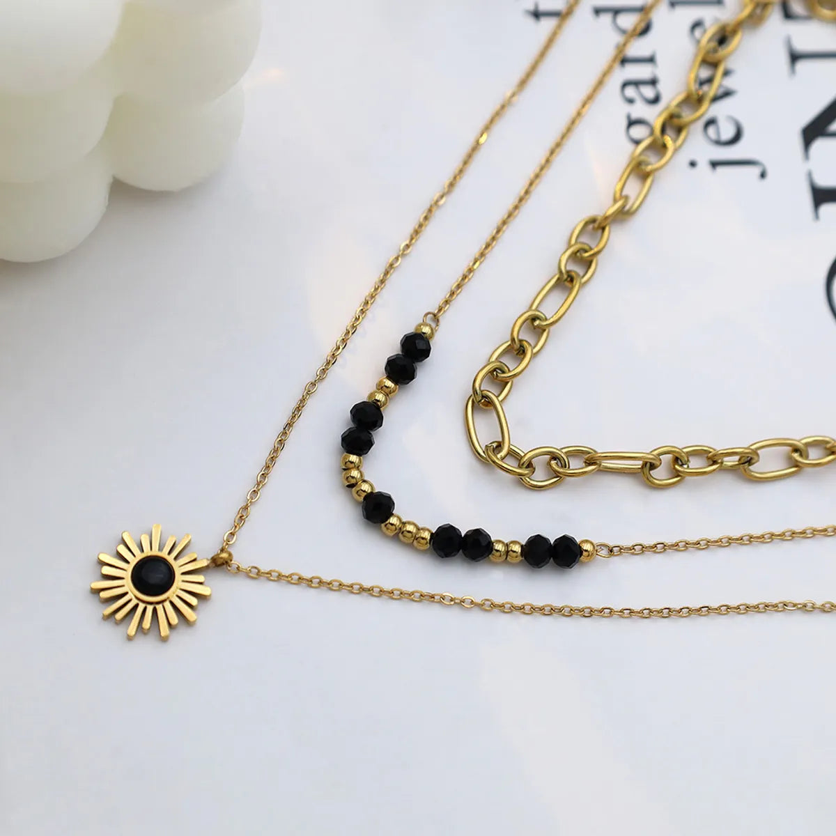 Wholesale Jewelry Simple Style Classic Style Sun Titanium Steel Plating Pendant Necklace