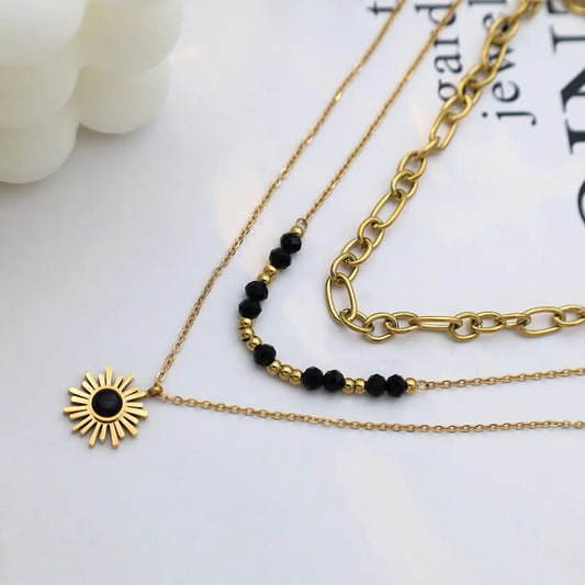 Wholesale Jewelry Simple Style Classic Style Sun Titanium Steel Plating Pendant Necklace