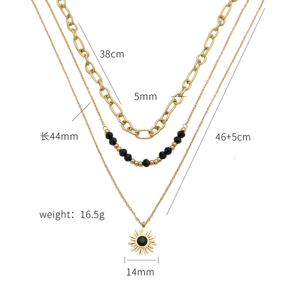 Wholesale Jewelry Simple Style Classic Style Sun Titanium Steel Plating Pendant Necklace