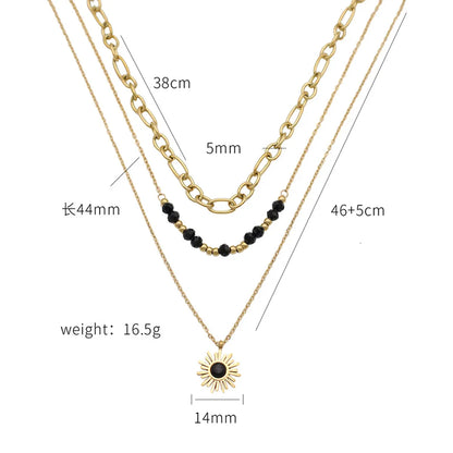 Wholesale Jewelry Simple Style Classic Style Sun Titanium Steel Plating Pendant Necklace