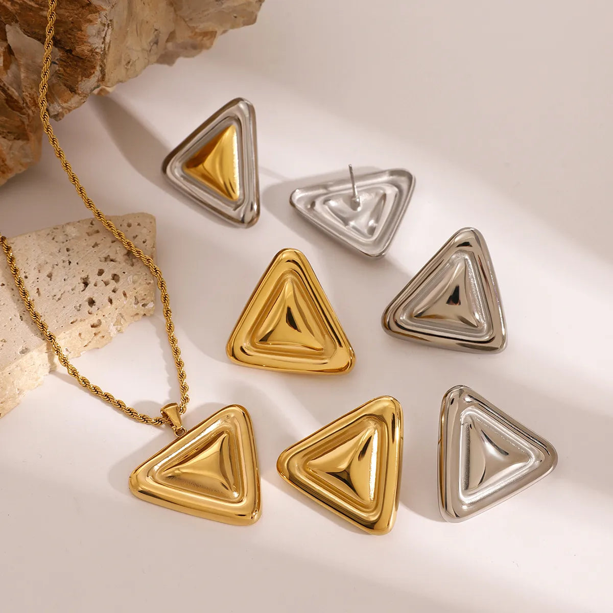 Wholesale Jewelry Simple Style Classic Style Triangle 304 Stainless Steel Jewelry Set