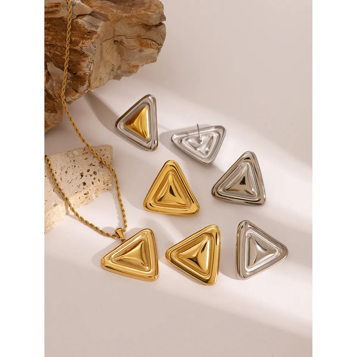 Wholesale Jewelry Simple Style Classic Style Triangle 304 Stainless Steel Jewelry Set