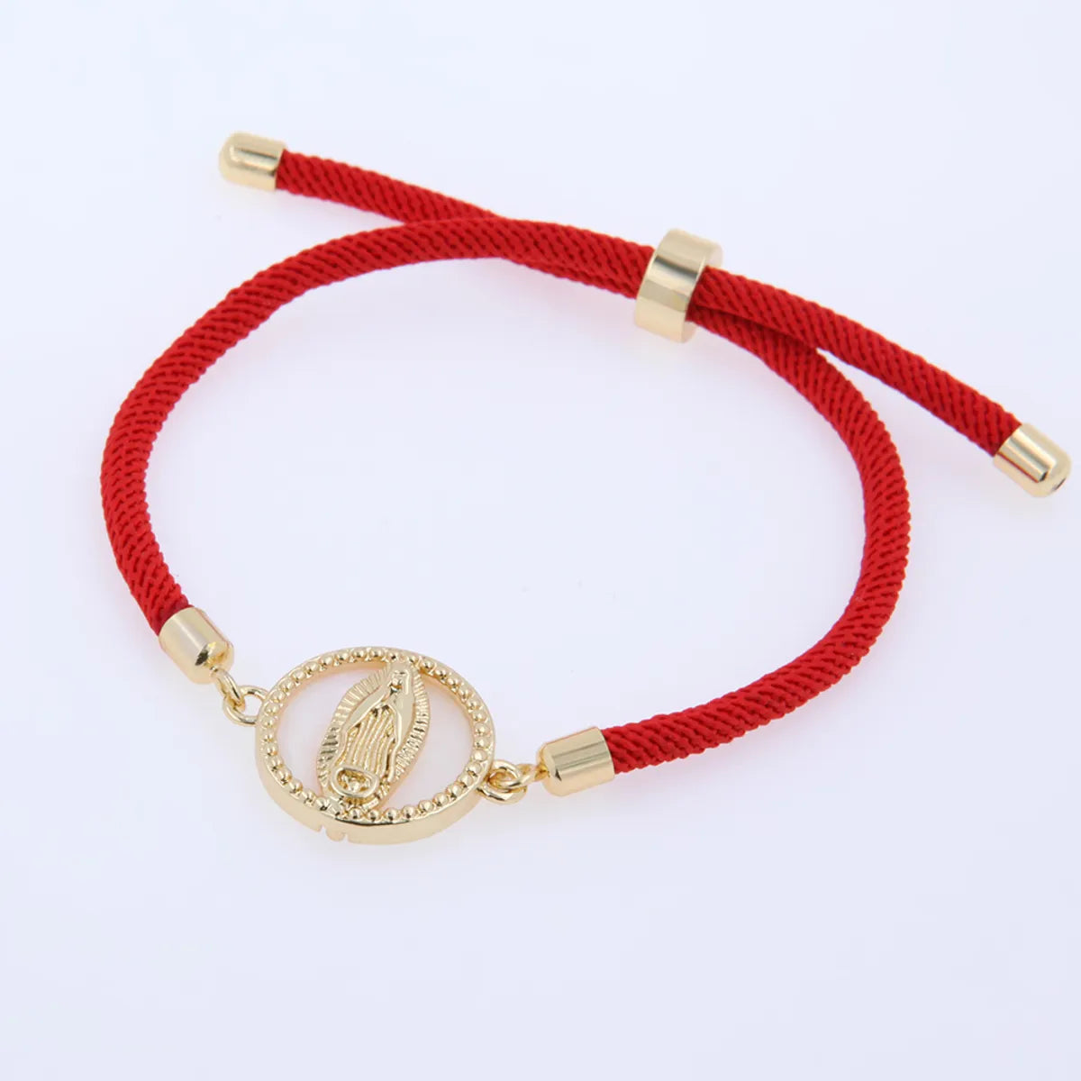 Wholesale Jewelry Simple Style Classic Style Virgin Mary Rope Copper Shell 18K Gold Plated Plating Inlay Drawstring Bracelets