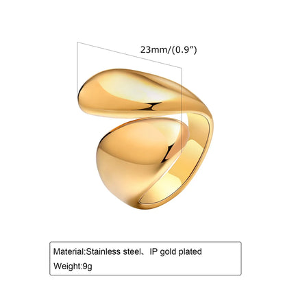 Wholesale Jewelry Simple Style Classic Style Water Droplets 304 Stainless Steel 18K Gold Plated Plating Rings