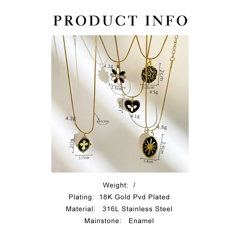 Wholesale Jewelry Simple Style Color Block 316L Stainless Steel  18K Gold Plated Irregular Plating Pendant Necklace