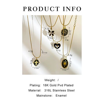 Wholesale Jewelry Simple Style Color Block 316L Stainless Steel  18K Gold Plated Irregular Plating Pendant Necklace