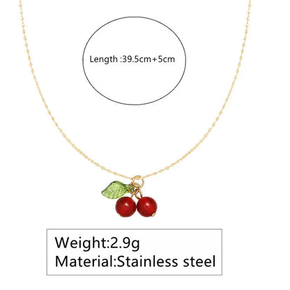 Wholesale Jewelry Simple Style Commute Cherry 304 Stainless Steel 18K Gold Plated Plating Pendant Necklace