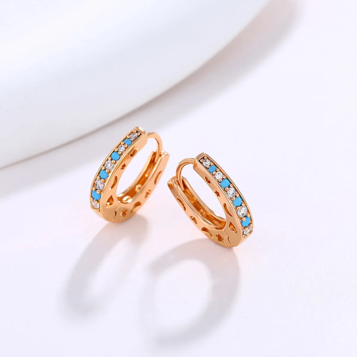 Wholesale Jewelry Xuping Simple Style Commute Color Block Alloy Artificial Gemstones 18k Gold Plated Plating Inlay Earrings