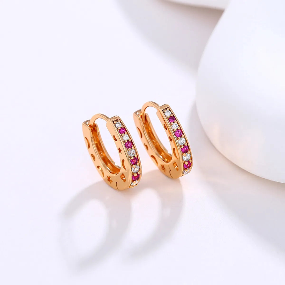 Wholesale Jewelry Xuping Simple Style Commute Color Block Alloy Artificial Gemstones 18k Gold Plated Plating Inlay Earrings