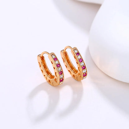 Wholesale Jewelry Xuping Simple Style Commute Color Block Alloy Artificial Gemstones 18k Gold Plated Plating Inlay Earrings