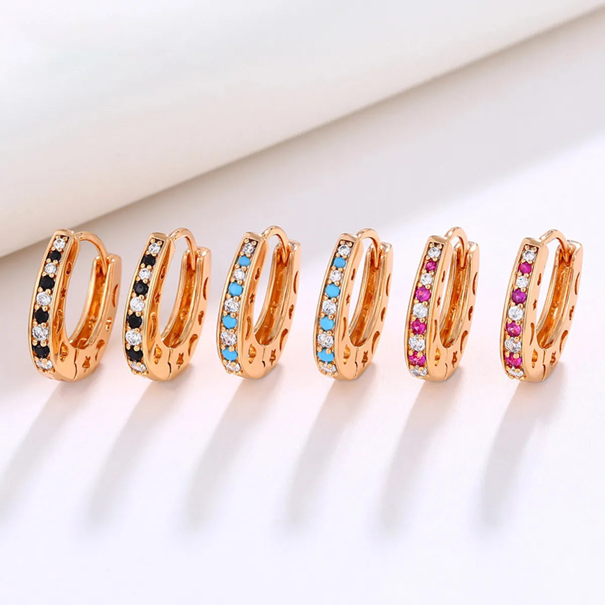 Wholesale Jewelry Xuping Simple Style Commute Color Block Alloy Artificial Gemstones 18k Gold Plated Plating Inlay Earrings