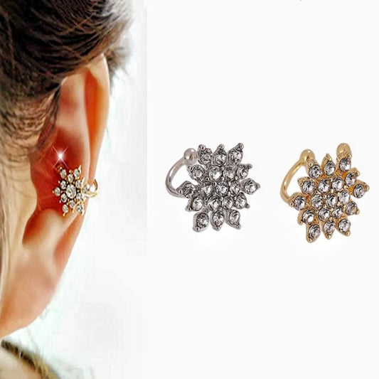 Wholesale Jewelry Simple Style Commute Geometric Metal Rhinestones Inlay Ear Cuffs