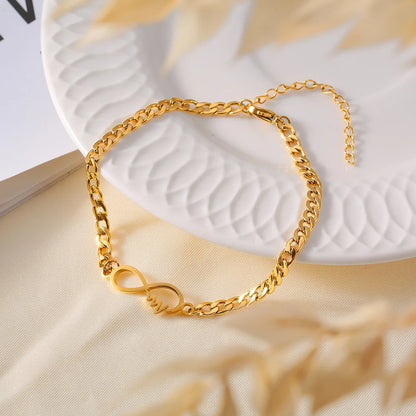 Wholesale Jewelry Simple Style Commute Infinity 304 Stainless Steel 18K Gold Plated Plating Anklet