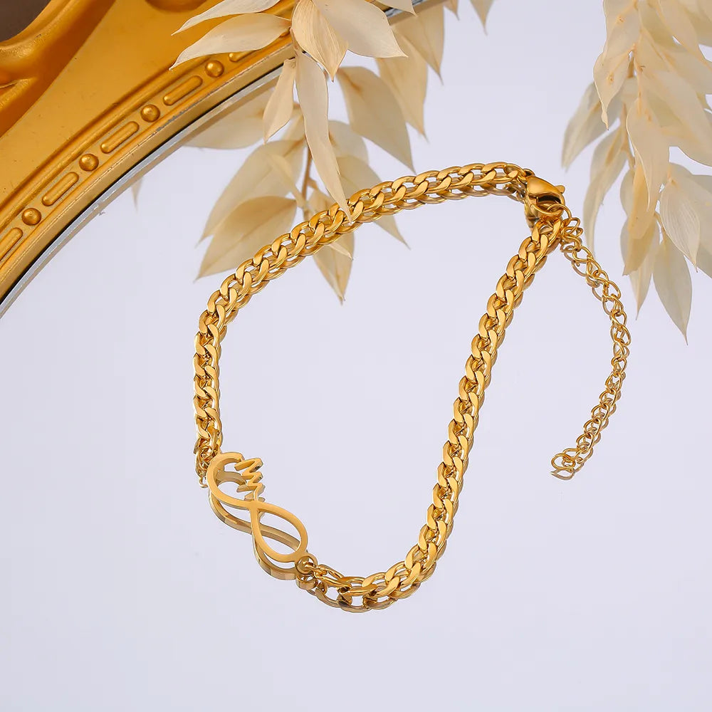 Wholesale Jewelry Simple Style Commute Infinity 304 Stainless Steel 18K Gold Plated Plating Anklet