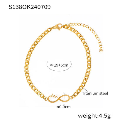 Wholesale Jewelry Simple Style Commute Infinity 304 Stainless Steel 18K Gold Plated Plating Anklet