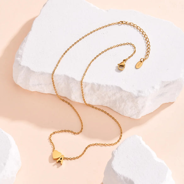 Wholesale Jewelry Simple Style Commute Letter Heart Shape 201 Stainless Steel Plating Pendant Necklace