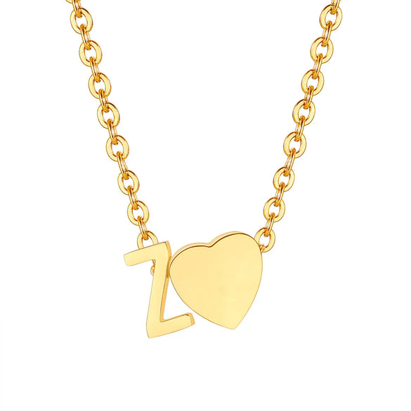 Wholesale Jewelry Simple Style Commute Letter Heart Shape 201 Stainless Steel Plating Pendant Necklace
