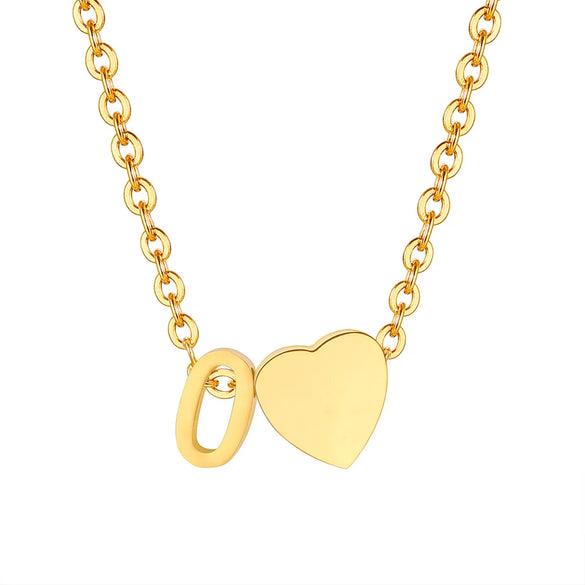 Wholesale Jewelry Simple Style Commute Letter Heart Shape 201 Stainless Steel Plating Pendant Necklace