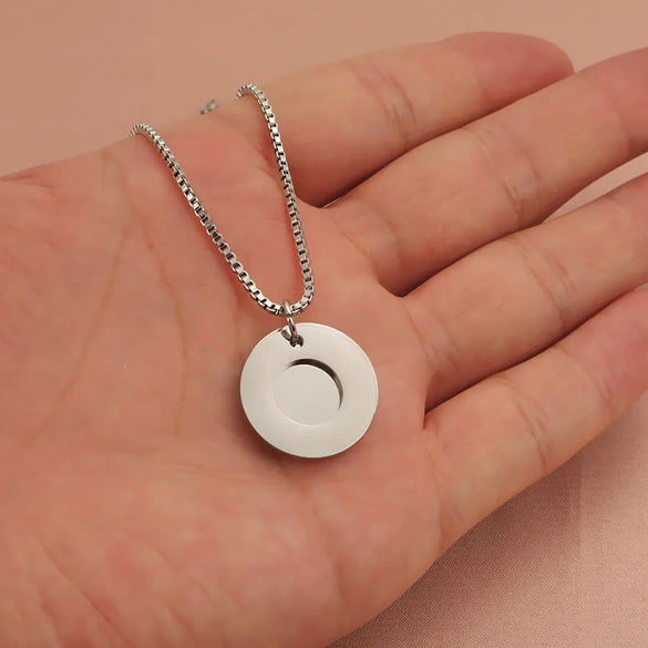 Wholesale Jewelry Simple Style Commute Round Customization Laser Engraving Titanium Steel Plating Pendant Necklace