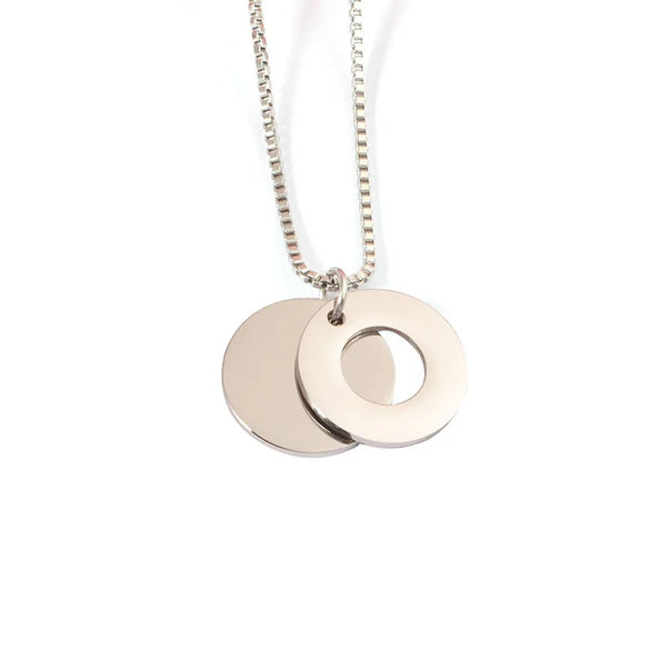 Wholesale Jewelry Simple Style Commute Round Customization Laser Engraving Titanium Steel Plating Pendant Necklace