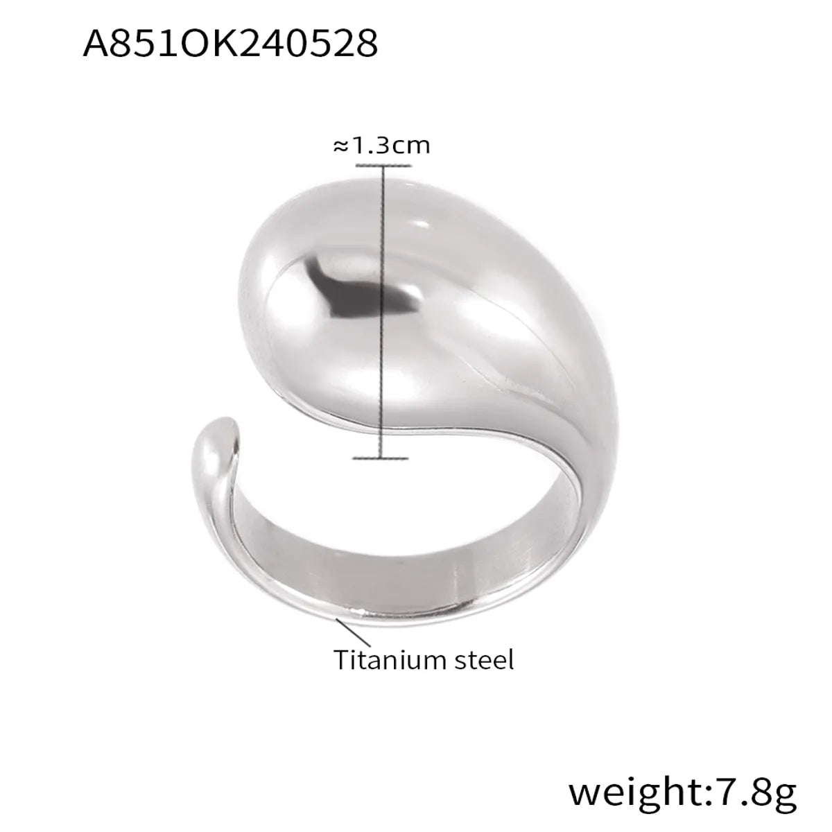 Wholesale Jewelry Simple Style Commute Water Droplets 304 Stainless Steel 18K Gold Plated Open Rings