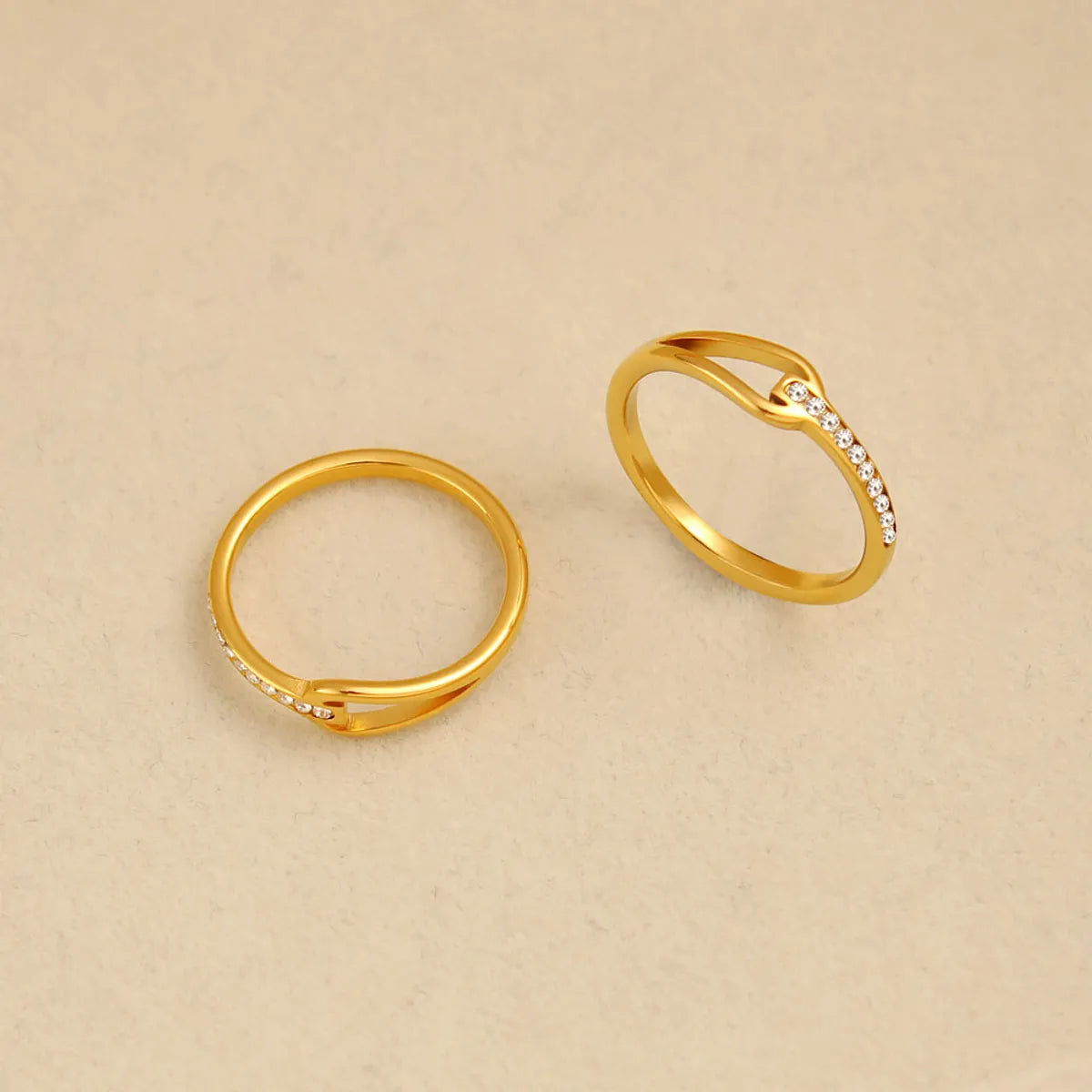 Wholesale Jewelry Simple Style Commute Water Droplets Solid Color 304 Stainless Steel Rhinestones 18K Gold Plated Round Inlay Rings