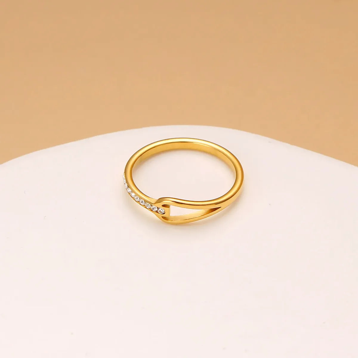 Wholesale Jewelry Simple Style Commute Water Droplets Solid Color 304 Stainless Steel Rhinestones 18K Gold Plated Round Inlay Rings