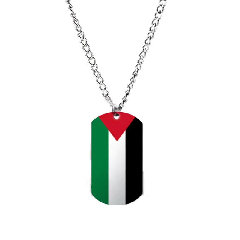 Wholesale Jewelry Simple Style Cool Style National Flag 304 Stainless Steel Pendant Necklace