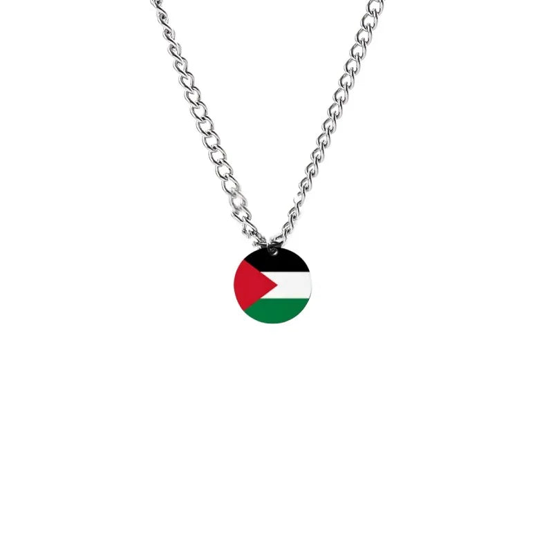 Wholesale Jewelry Simple Style Cool Style National Flag 304 Stainless Steel Pendant Necklace