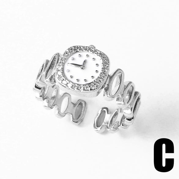 Wholesale Jewelry Simple Style Copper Electroplated Open Ring With Letters Numbers Text Pattern For Women
