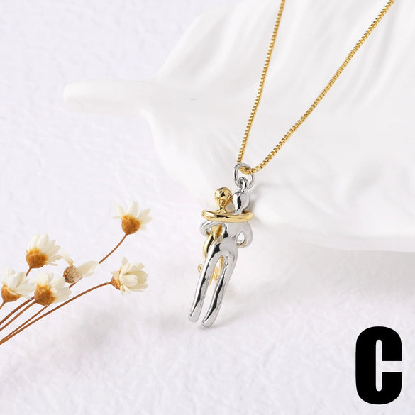 Wholesale Jewelry Simple Style Copper Goldplated Pendant Necklace With Cartoon Characters Box Chain For Unisex