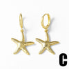 Wholesale Jewelry Simple Style Copper 18K Gold Plated Starfish Shell Fishtail Pendant Earrings For Women