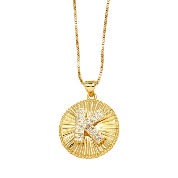 Wholesale Jewelry Simple Style Copper Letter Pendant Necklace With Electroplating And Clavicle Chain