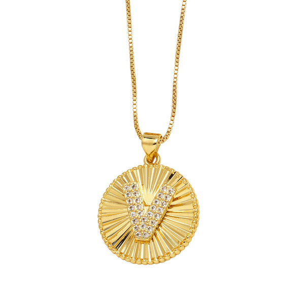 Wholesale Jewelry Simple Style Copper Letter Pendant Necklace With Electroplating And Clavicle Chain
