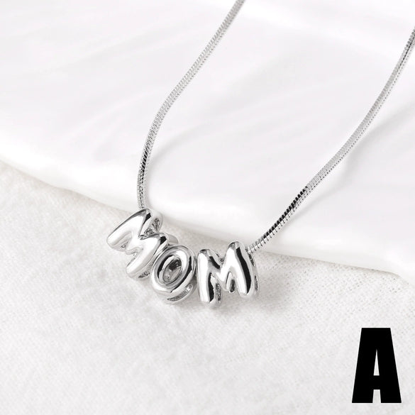 Wholesale Jewelry Simple Style Copper Pendant Necklace With Letter Pattern And Box Chain For Women Electroplated
