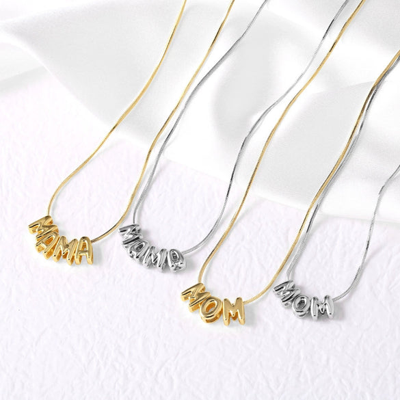Wholesale Jewelry Simple Style Copper Pendant Necklace With Letter Pattern And Box Chain For Women Electroplated