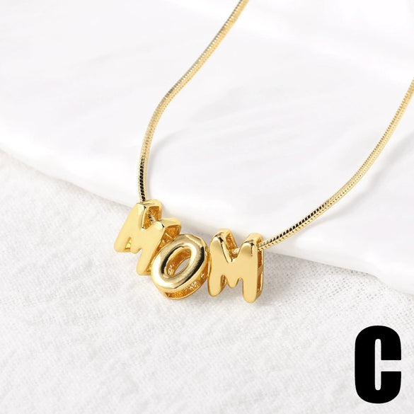 Wholesale Jewelry Simple Style Copper Pendant Necklace With Letter Pattern And Box Chain For Women Electroplated