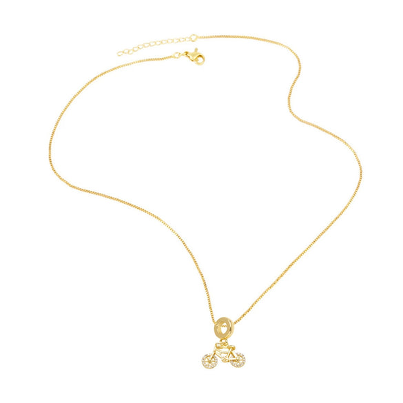Wholesale Jewelry Simple Style Copper Shell Butterfly Pendant Goldplated O Chain Necklace