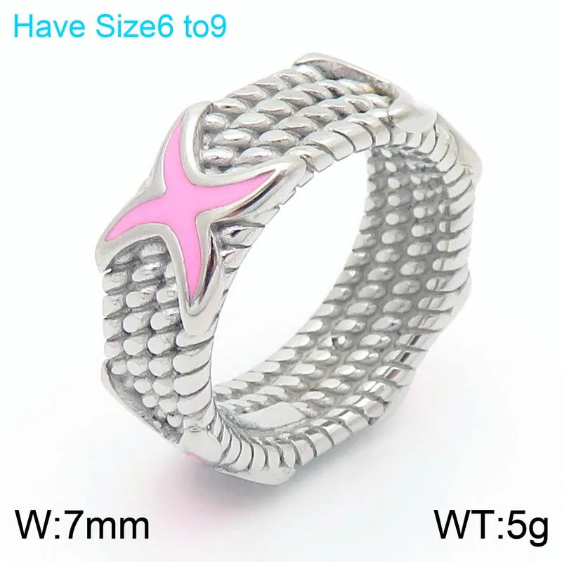 Wholesale Jewelry Simple Style Cross 304 Stainless Steel 18K Gold Plated Plating Rings