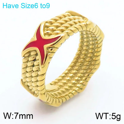 Wholesale Jewelry Simple Style Cross 304 Stainless Steel 18K Gold Plated Plating Rings