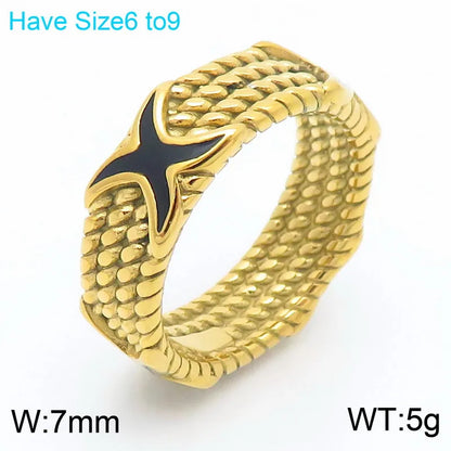 Wholesale Jewelry Simple Style Cross 304 Stainless Steel 18K Gold Plated Plating Rings