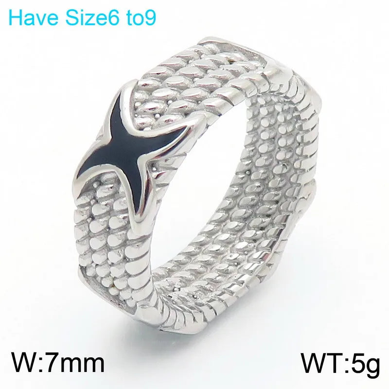 Wholesale Jewelry Simple Style Cross 304 Stainless Steel 18K Gold Plated Plating Rings