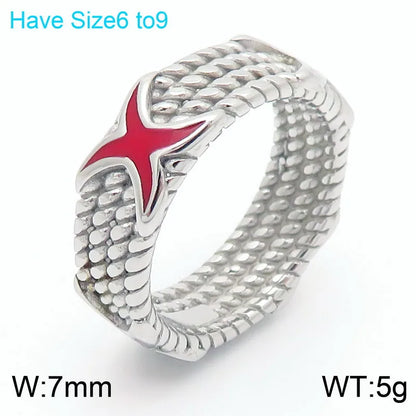 Wholesale Jewelry Simple Style Cross 304 Stainless Steel 18K Gold Plated Plating Rings