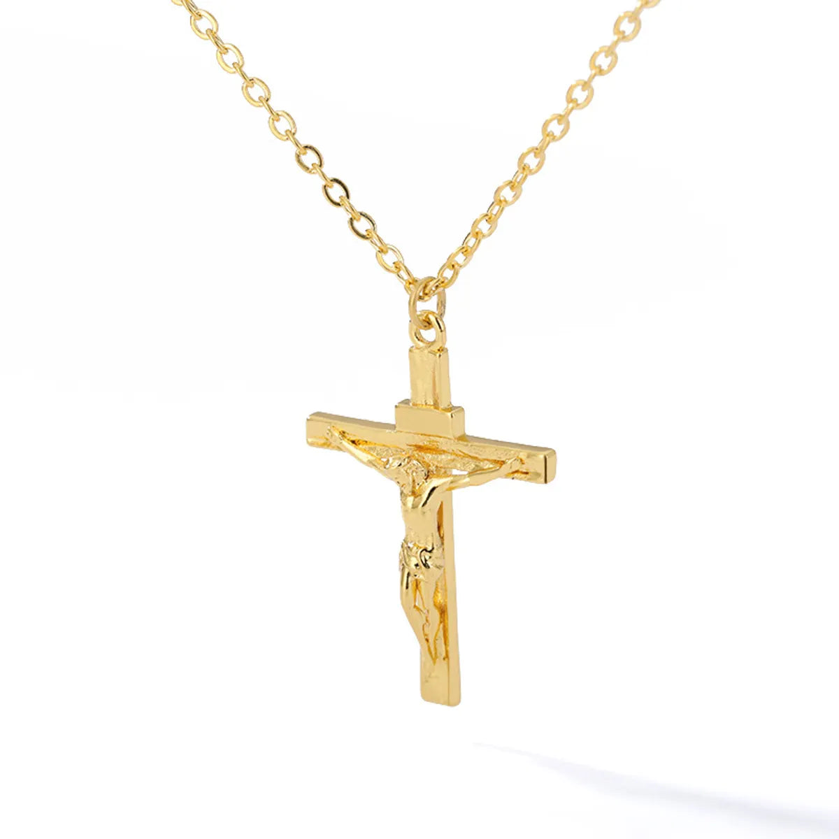 Wholesale Jewelry Simple Style Cross 304 Stainless Steel Copper Pendant Necklace