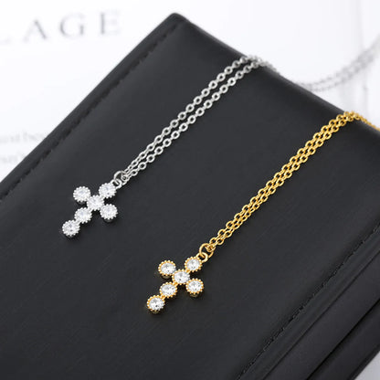 Wholesale Jewelry Simple Style Cross 304 Stainless Steel Copper Pendant Necklace