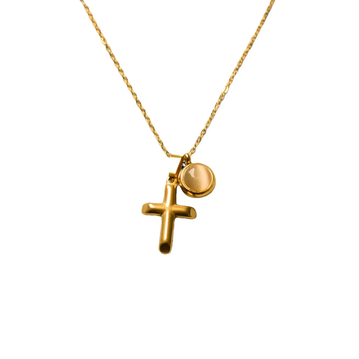 Wholesale Jewelry Simple Style Cross 304 Stainless Steel Plating Pendant Necklace